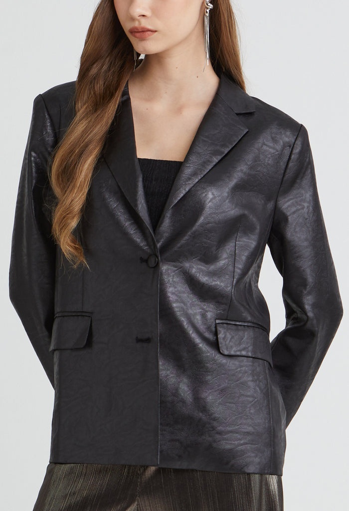 Chic Matte Satin Collared Jacket