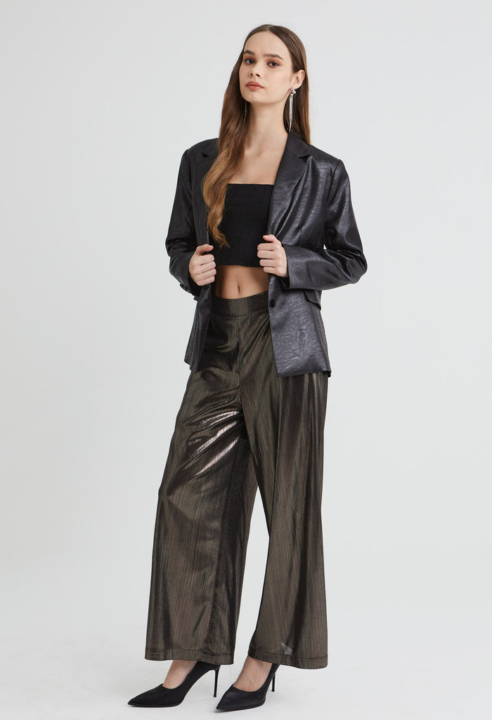 Chic Matte Satin Collared Jacket