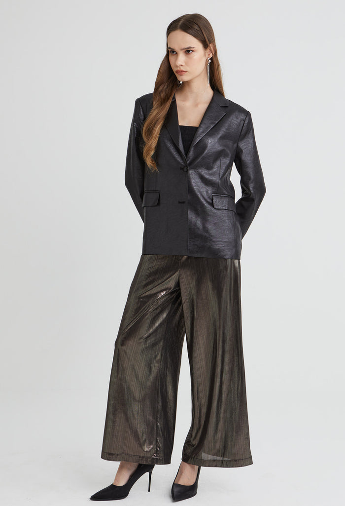 Chic Matte Satin Collared Jacket