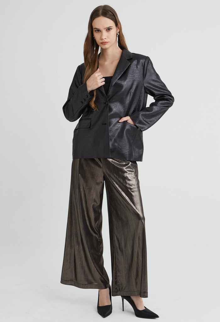 Chic Matte Satin Collared Jacket