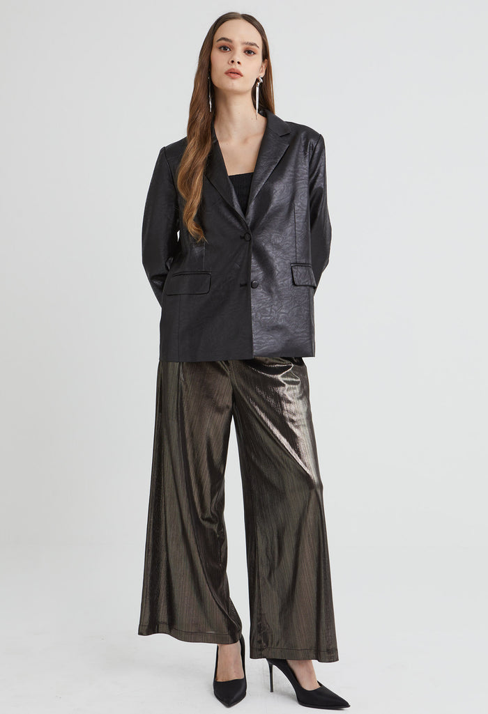 Chic Matte Satin Collared Jacket
