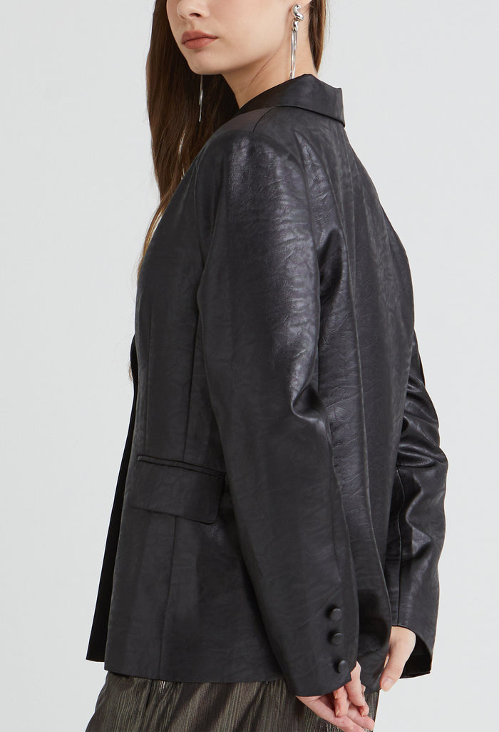 Chic Matte Satin Collared Jacket
