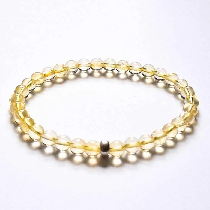 Citrine beaded bracelet, golden 6mm natural stone beads