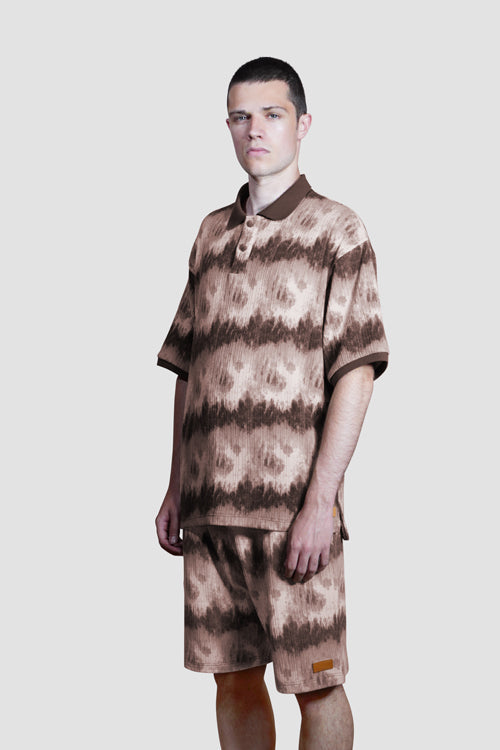 Cloud Pattern Knit Shorts Brown