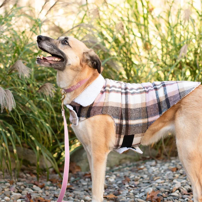 Coat | Pink & Tan Plaid Shacket