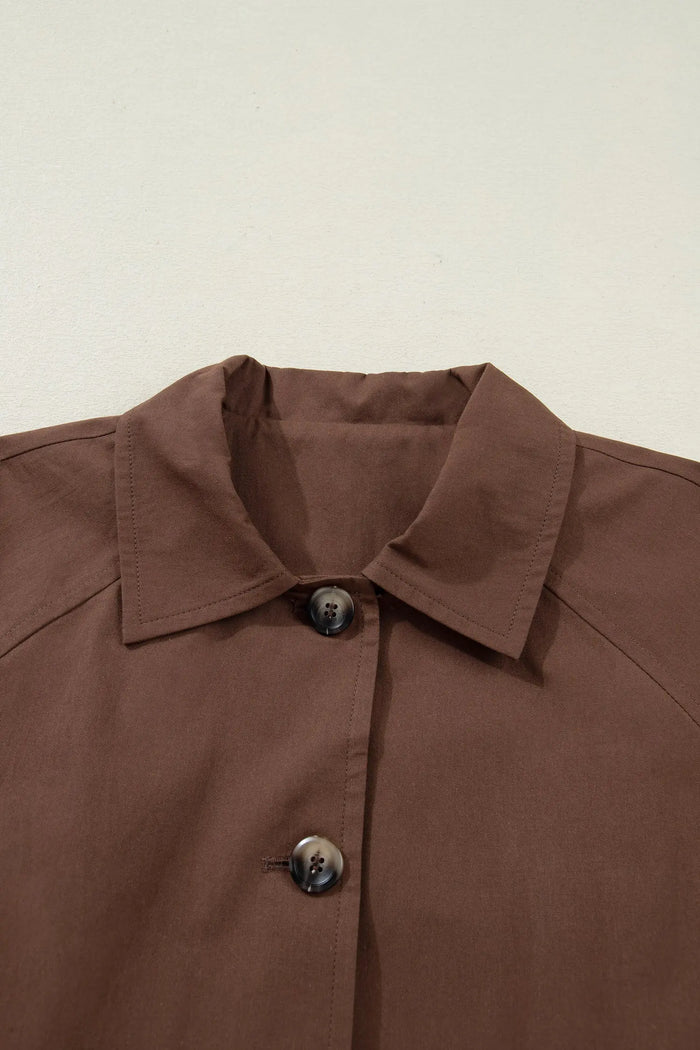 Collared Buttoned Leopard Liner Jacket - Outerwear/Jackets