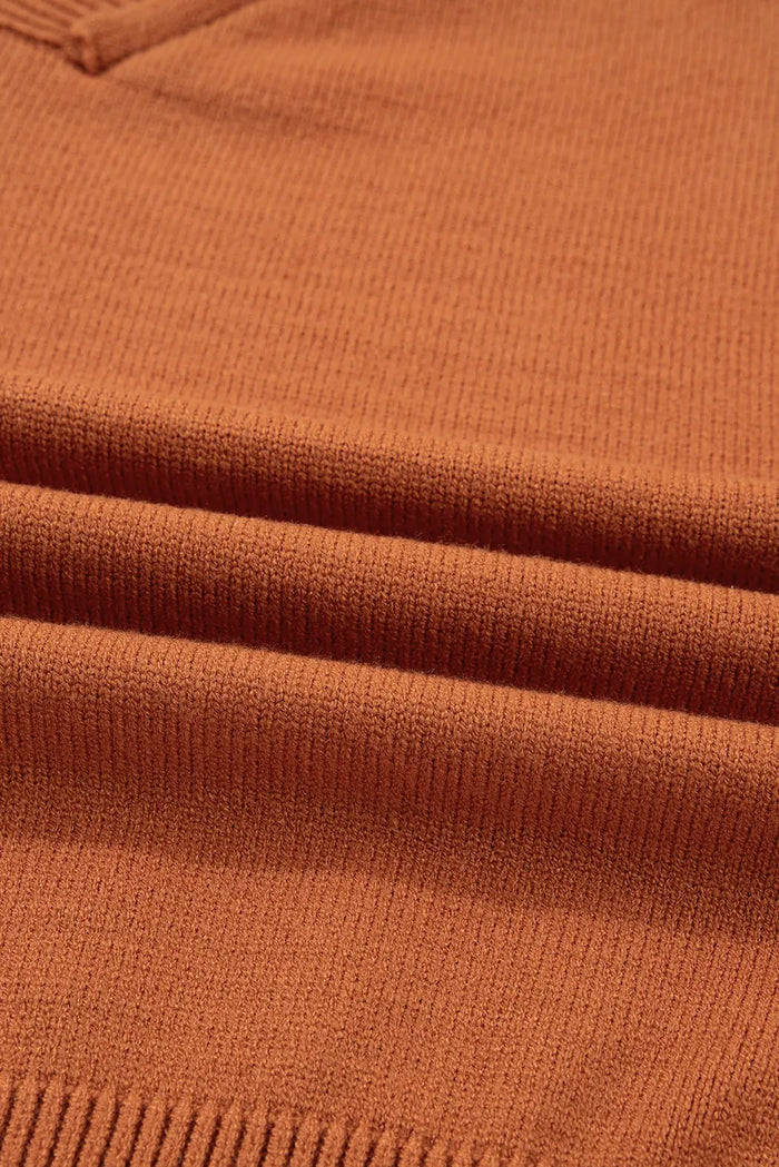 Colourblock Raw Edge Bubble Sleeve V-Neck Oversized Sweater - Sweaters & Cardigans/Sweaters