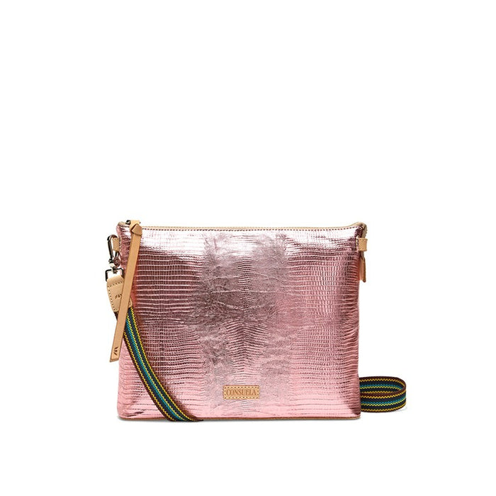 pink metallic crossbody bag
