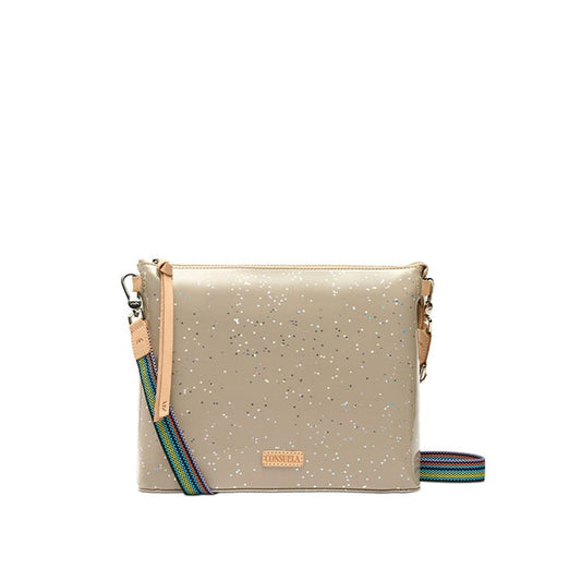 grey crossbody with sparkles