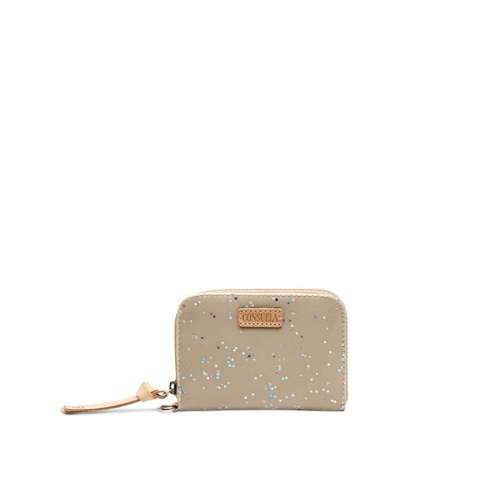 grey sparkly zip around wallet