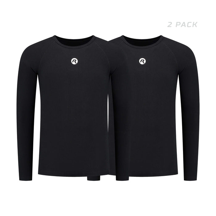 Rogelli Core 2-pack ondershirt lange mouwen zwart voorkant.