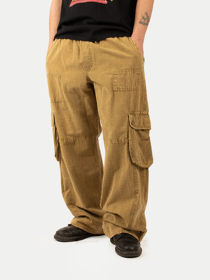 Cotton Stonewash Patch Cargo Pants | Olive-Image 1