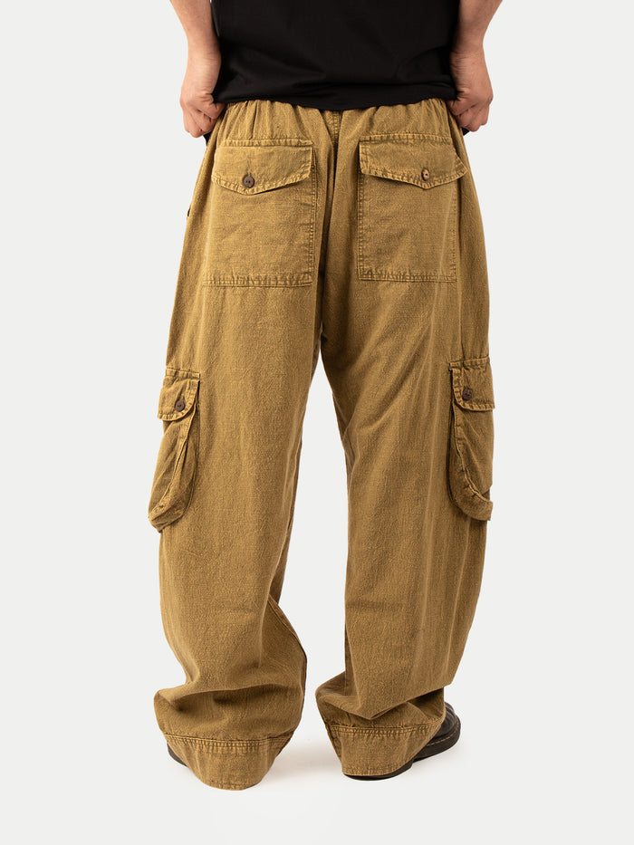 Cotton Stonewash Patch Cargo Pants | Olive-Image 3
