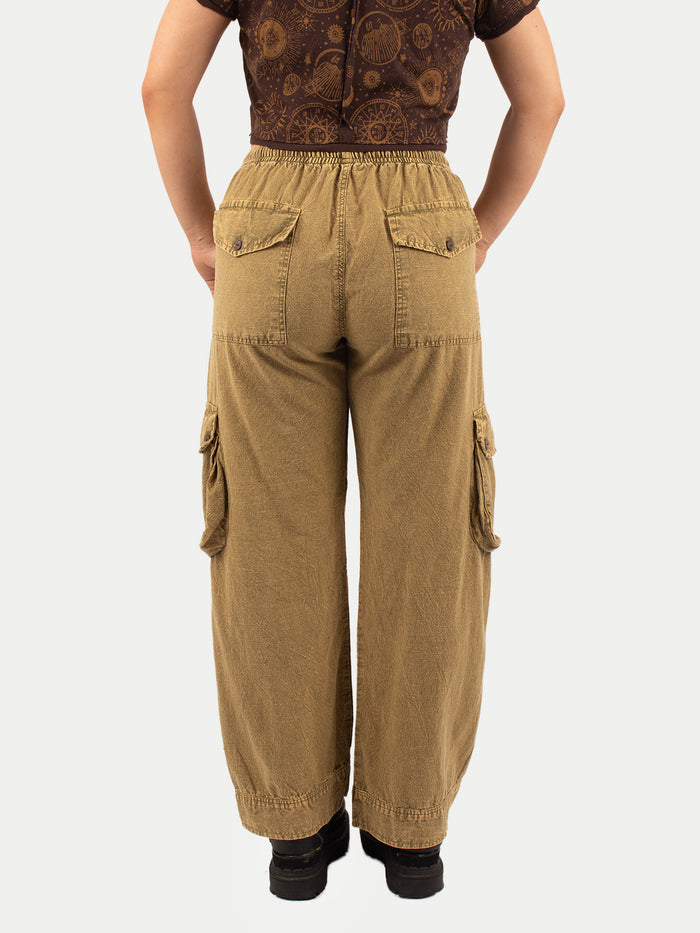 Cotton Stonewash Patch Cargo Pants | Olive-Image 6