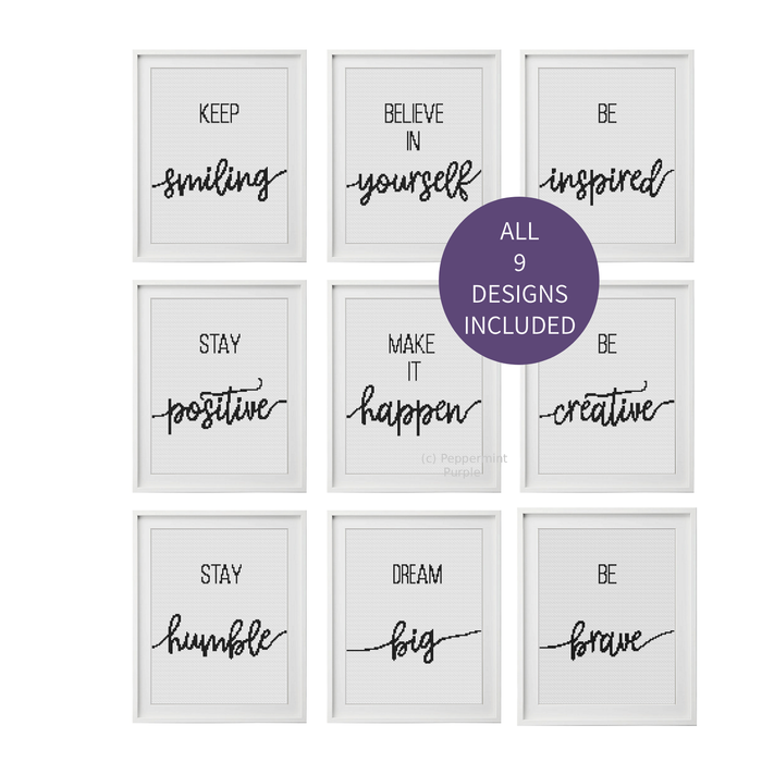 Cross Stitch Inspirational Posters Cross Stitch Pattern by Peppermint Purple