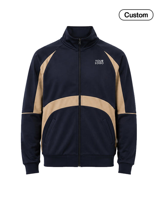 Custom Zip-Up Jacket - Contrast Arc Panel - Personalized Activewear