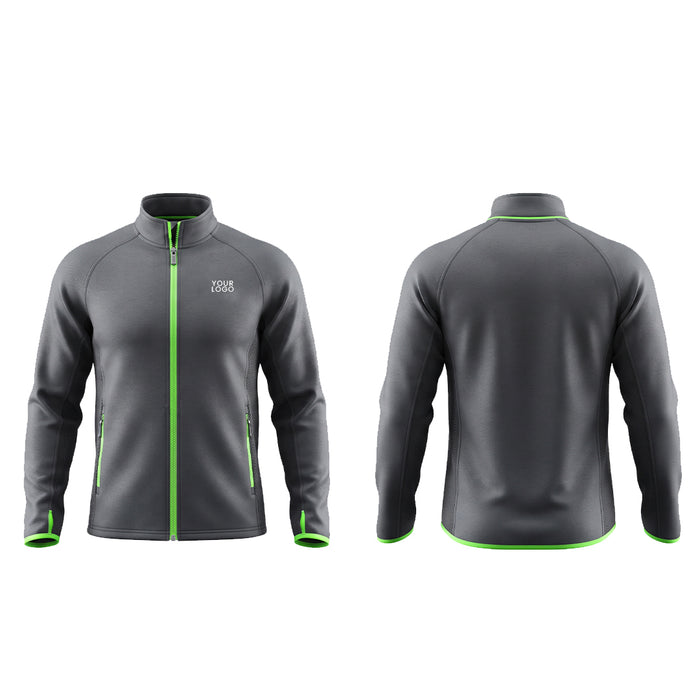 Custom Zip-Up Jacket - Solid Trim Raglan - Personalized Zipper