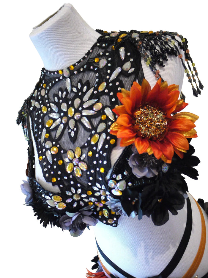 Dark Orange Halloween Fairy Dance Costume Rave Bra and Skirt