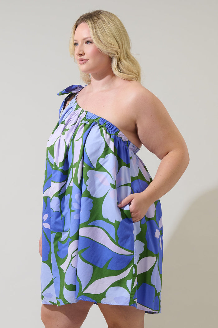 Dayana Floral Adley Shift One Shoulder Mini Dress Curve