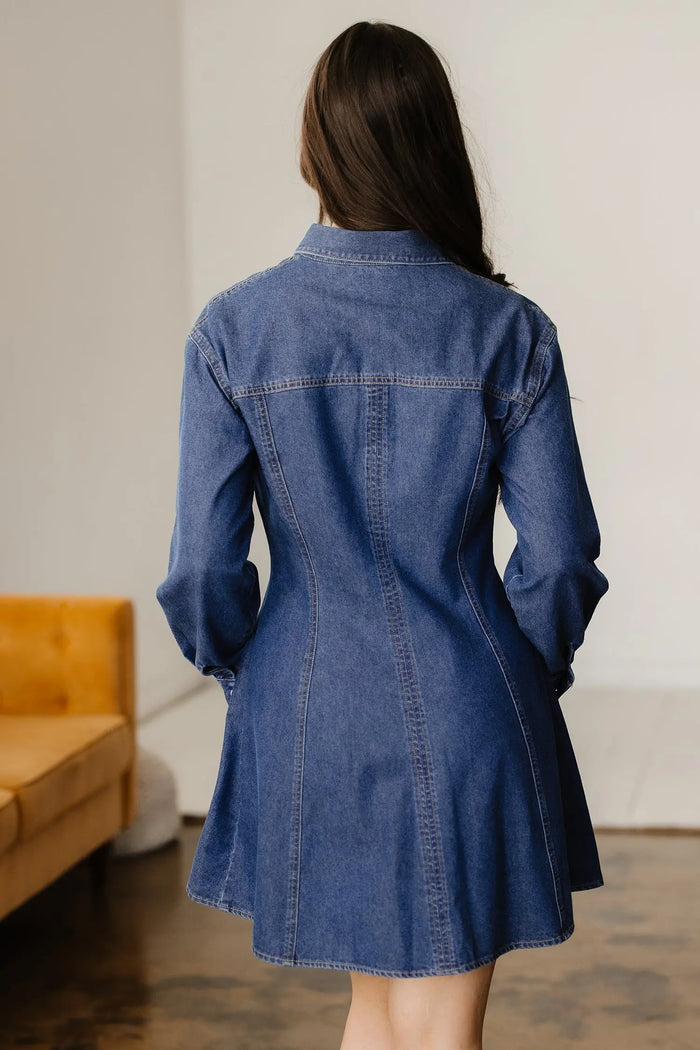 Denim Shirt Flared Dress - Dresses/Mini Dresses