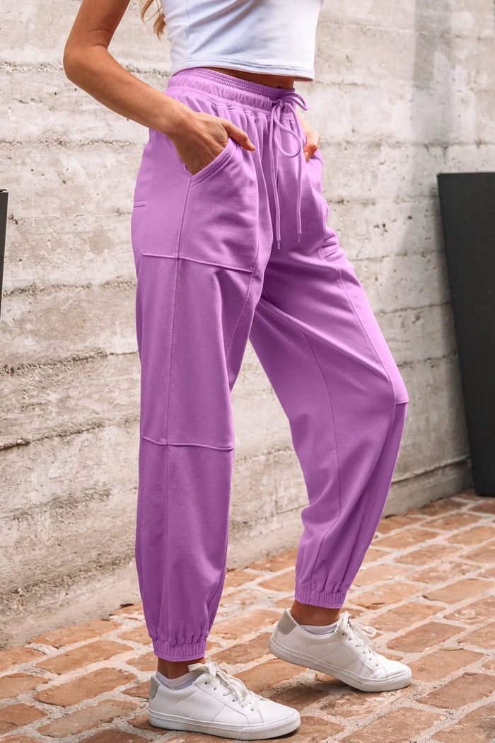 Drawstring Elastic Waistband Joggers - Bottoms/Pants & Culotte
