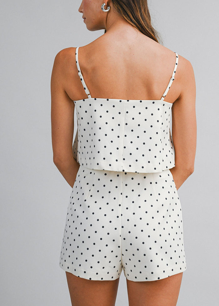 Drew Polka Dot Crop Top & Skort Set - Cream
