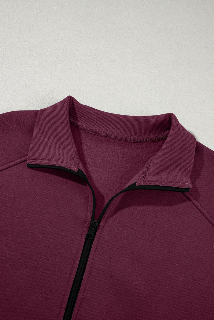 Drop Shoulder Zip Up Jacket Drawstring Joggers Co-ord Set - Activewear/Activewear Sets