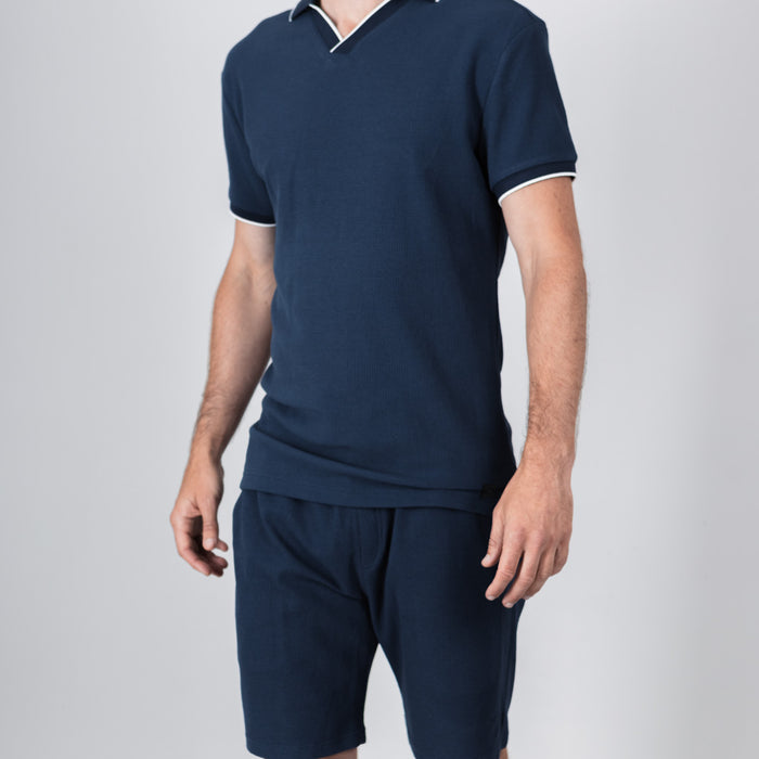 Ellrig Cotton Waffle Short - Medieval Blue