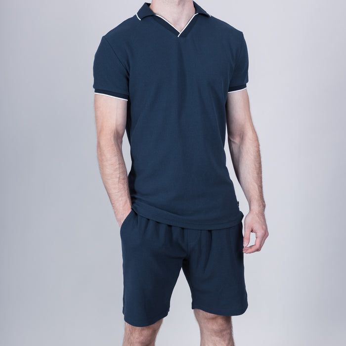 Ellrig Cotton Waffle Short - Medieval Blue