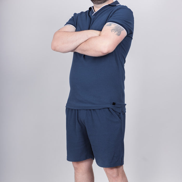 Ellrig Cotton Waffle Short - Medieval Blue