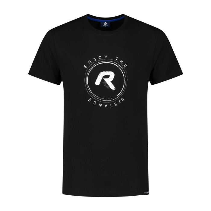 Rogelli Casual Enjoy Life Graphic t-shirt korte mouwen heren zwart voorkant.