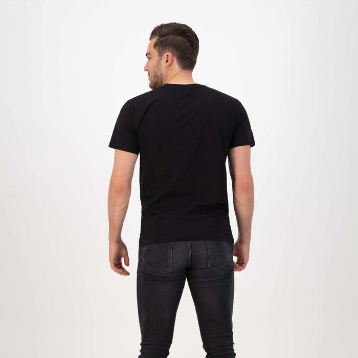 Rogelli Casual Enjoy Life t-shirt korte mouwen heren zwart gedragen achterkant.