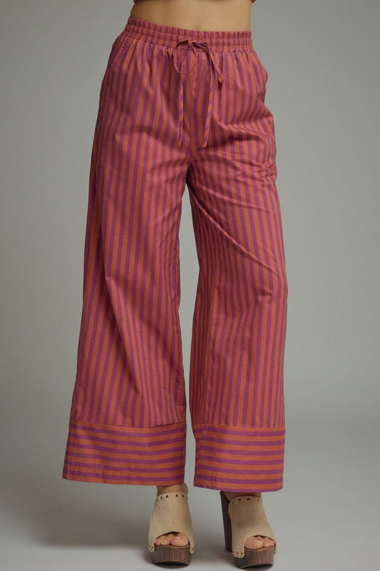Entro Pants Striped Wide-Leg