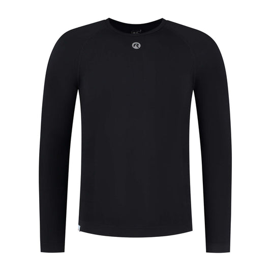 Rogelli Essential ondershirt lange mouwen zwart voorkant.