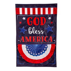 Evergreen Flag Patriotic God Bless America Applique House