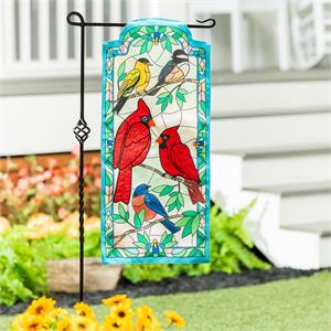 Evergreen Flag Stained Glass Songbirds Everlasting Impressions