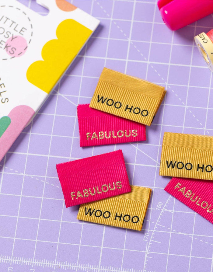 Fabulous / Woohoo, Woven Sewing Labels - Pack of 6