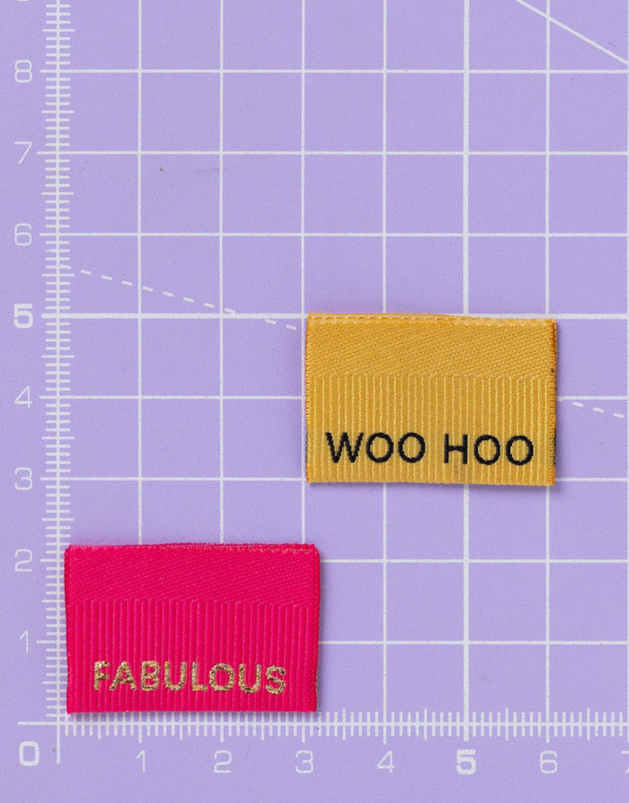 Fabulous / Woohoo, Woven Sewing Labels - Pack of 6