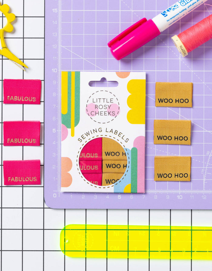 Fabulous / Woohoo, Woven Sewing Labels - Pack of 6