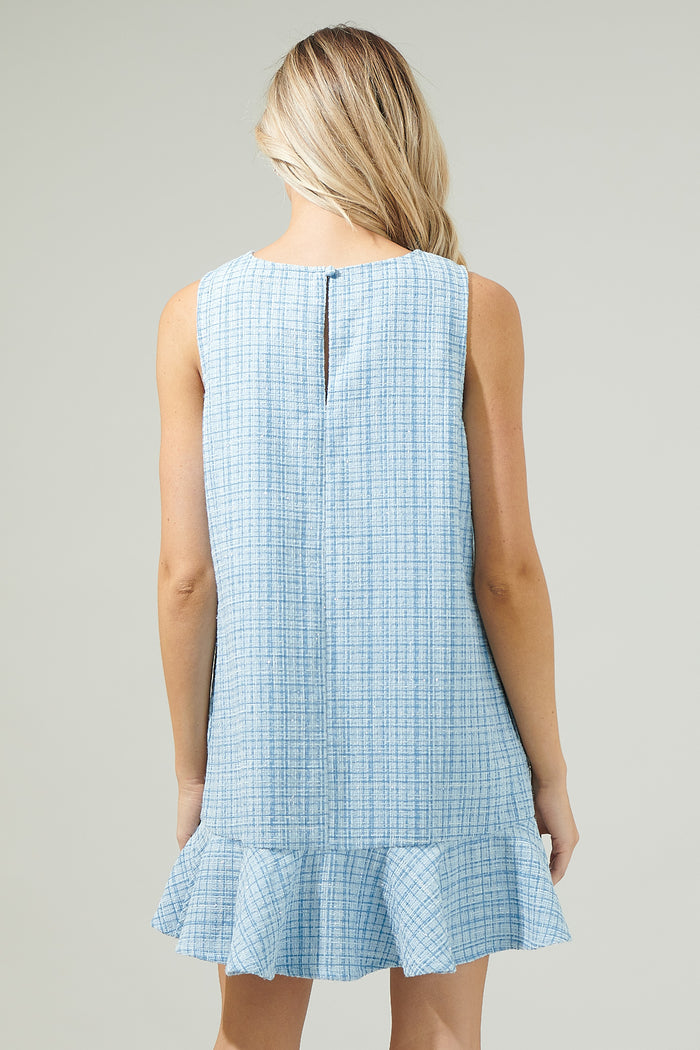Fairy Floss Ruffled Tweed Shift Dress