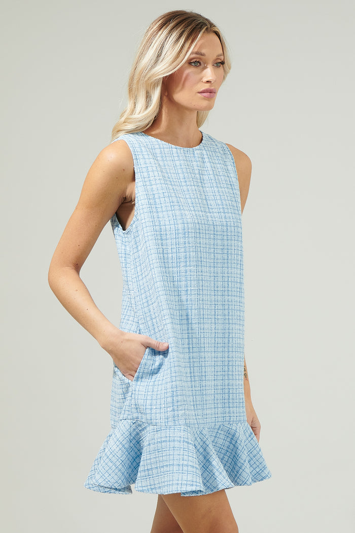 Fairy Floss Ruffled Tweed Shift Dress