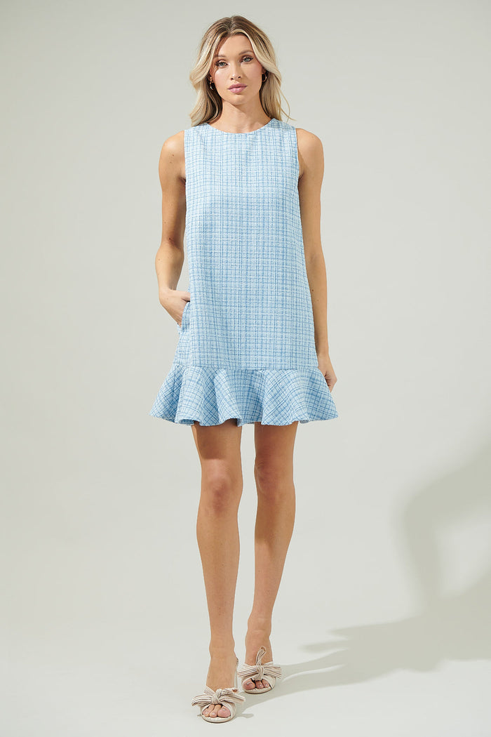 Fairy Floss Ruffled Tweed Shift Dress