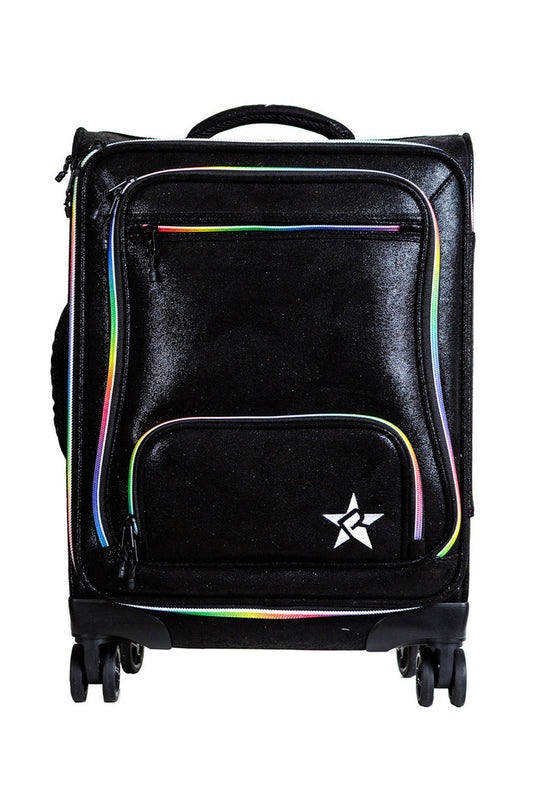 Faux Suede in Black Rebel Dream Luggage with Rainbow Zipper