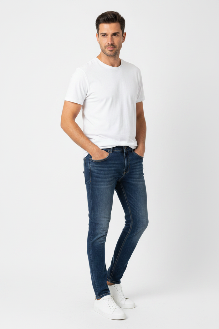 WAM DENIM Jeans 72453 Fenric Dark Blue - Three-Quarter View