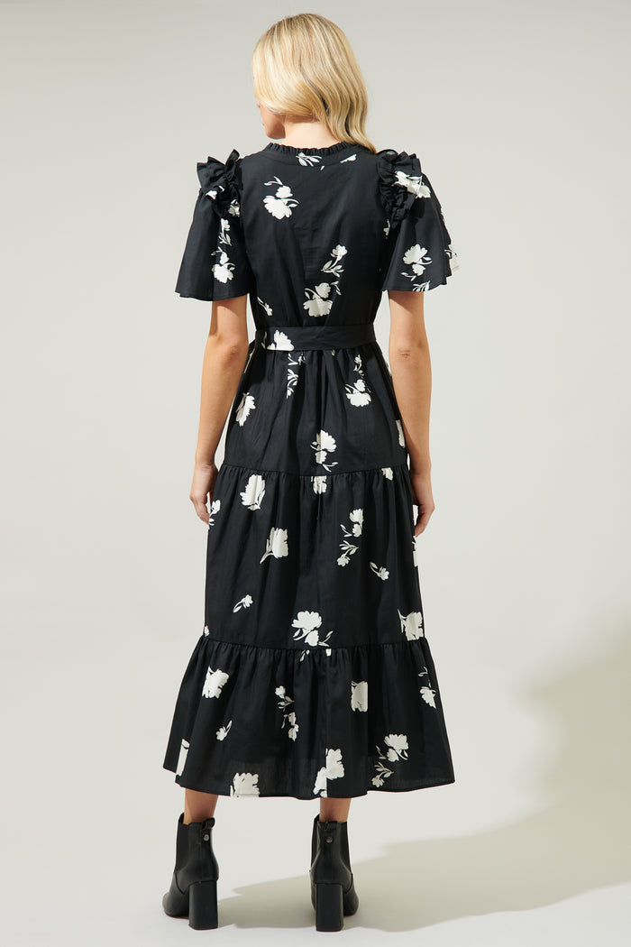 Fleur Noir Escondido Tiered Shift Midi Dress