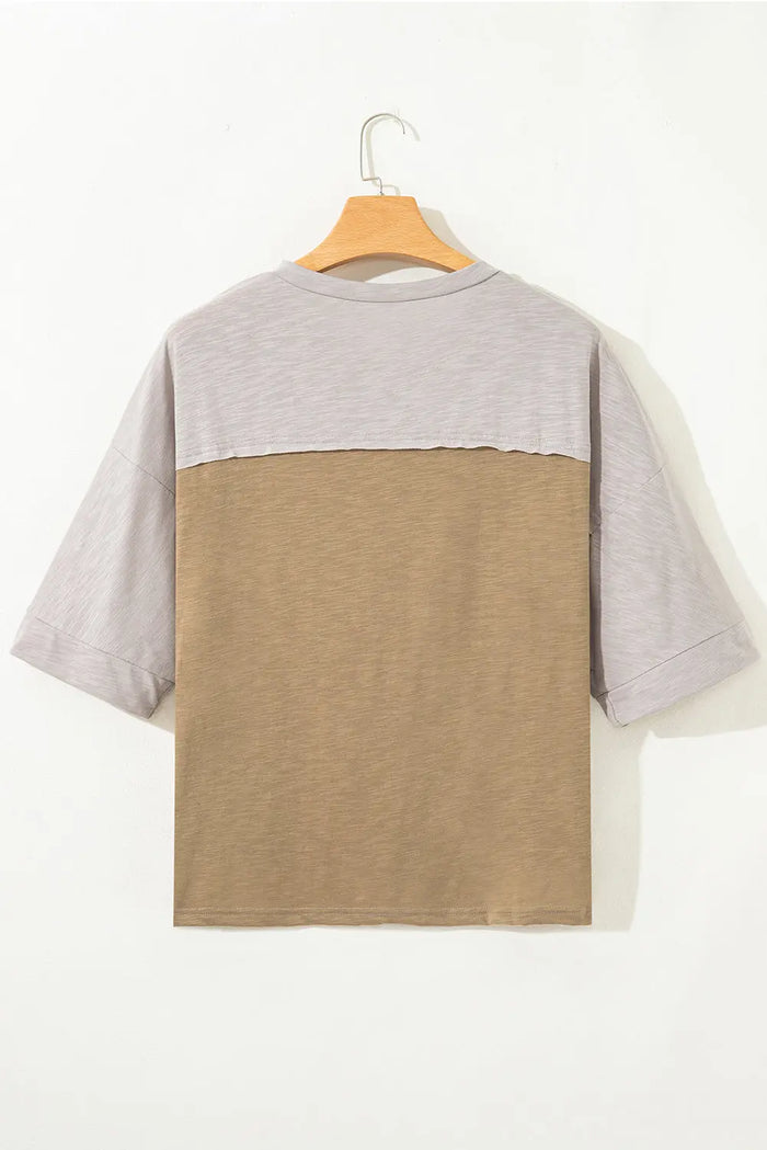 Flower Patched Exposed Seam Bracelet Sleeve Oversized T-Shirt - Tops/Long Tops