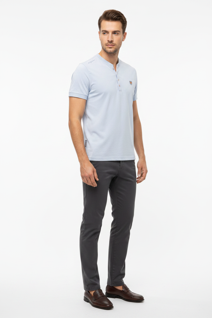 WAM DENIM T-Shirt 79664 Velvet Light Blue - Three-Quarter View