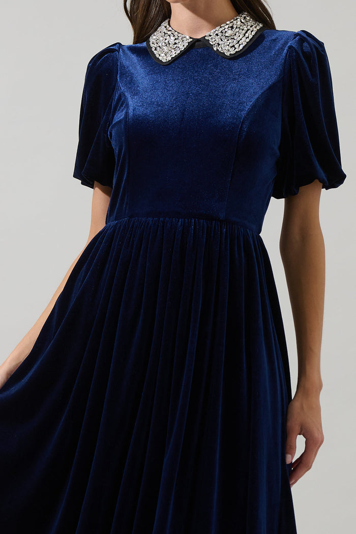Francie Rhinestone Velvet Midi Dress