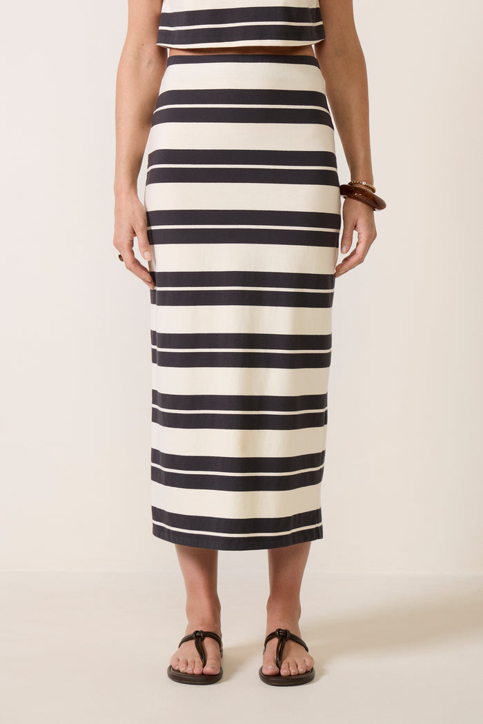 Gail Striped Jersey Midi Skirt