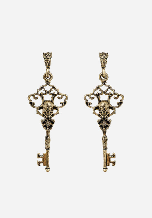 Genesta Skull Key Earrings